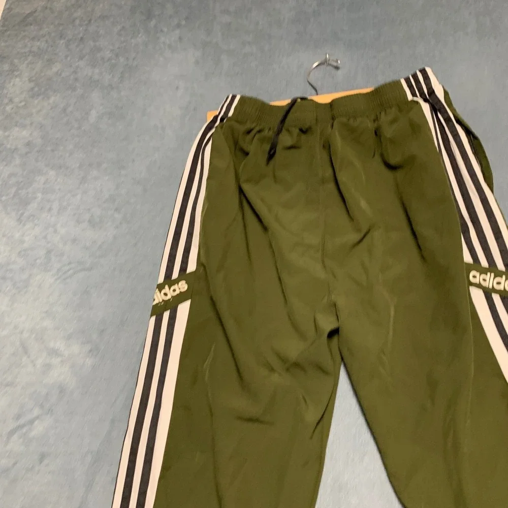 Adidas Track Pants Mens XL Green 3 Stripes Performance Gym Drawstring Waist
